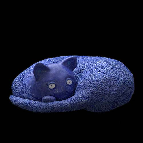 Sculpture en Talosel - Chat bleu