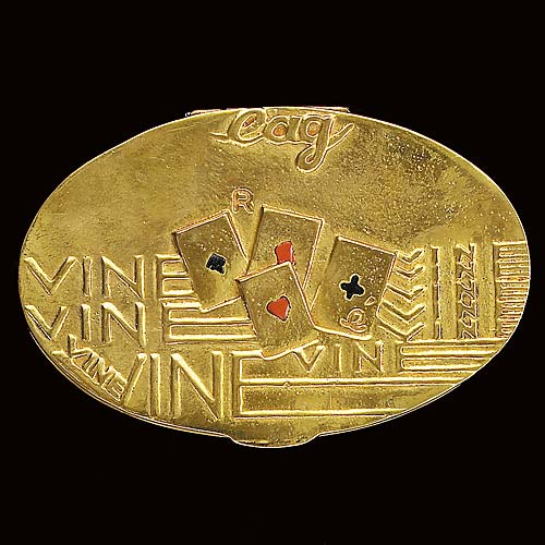 Poudrier ovale en bronze - �G grand, a petit�