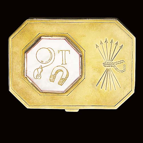 Poudrier rectangulaire en bronze - �Je t'aime�