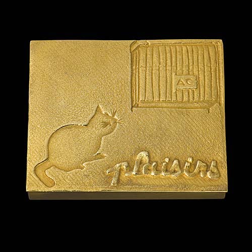 Poudrier rectangulaire en bronze - �Chaque &acirc;ges��