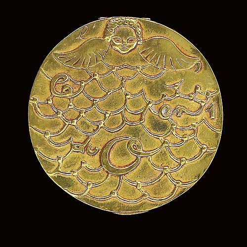 Poudrier rond en bronze - �L'amour �